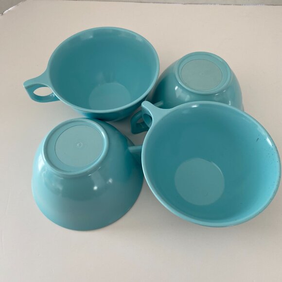 Vintage MELMAC creamer sugar and 4 cups Reto Made in Canada Turquoise - Picture 2 of 8